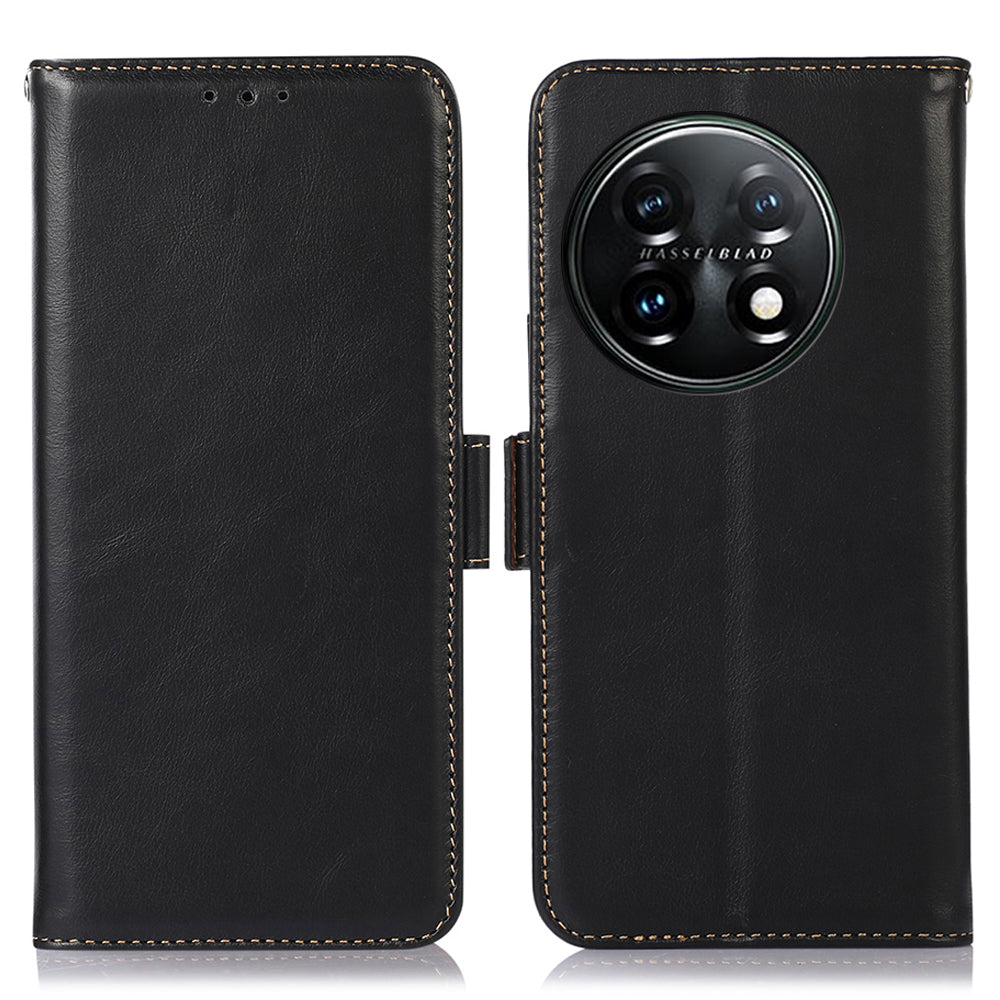 Shockproof Phone Case For OnePlus 11 5G RFID Blocking Genuine Cowhide Leather Anti-scratch Phone Cover with Wallet Stand Shockproof Phone Case For OnePlus 11 5G RFID Blocking Genuine Cowhide Leather Anti-scratch Phone Cover with Wallet Stand